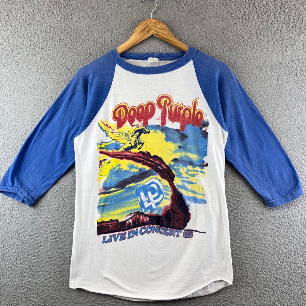 Vintage Deep Purple Live In Concert 85 Raglan Rock Band T-Shirt S